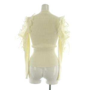 SNIDEL 24AW プリーツフリルドッキングニットプルオーバー 長袖 リブ オープンショルダー ONE アイボリー