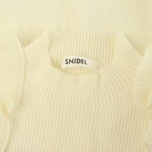 SNIDEL 24AW プリーツフリルドッキングニットプルオーバー 長袖 リブ オープンショルダー ONE アイボリー
