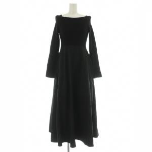 24AW オフショルニットドッキングワンピ ワンピース ロング 長袖 リブ F ブラック /MY OS