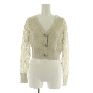 24SS リボンビジューシアーカーディガン ニット 長袖 ラメ ショート丈 F アイボリー /MY OS