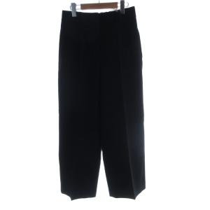 24AW PLUS STYLE ワイドパンツ ウォームリザーブ XL 黒 ブラック 無地 クロップド丈