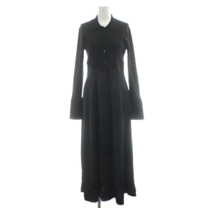 ワンピース ウール F 黒 ブラック 襟付き 長袖 前開き /AB OS