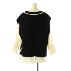 Ameri VINTAGE FLARE SHIRT WITH VEST ベスト シャツ レイヤード 2点セット F ブラック 白 オフホワイト