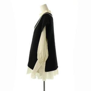 Ameri VINTAGE FLARE SHIRT WITH VEST ベスト シャツ レイヤード 2点セット F ブラック 白 オフホワイト