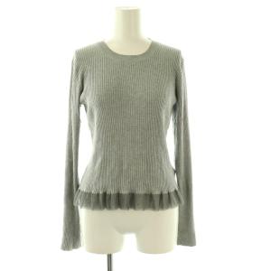 24SS 裾フリル プルオーバー ニット カットソー 長袖 リブ グレー /NR OS