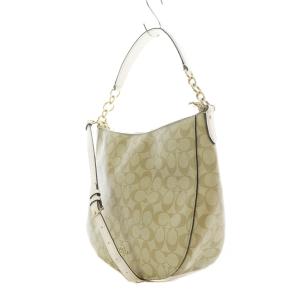 COACH エル ホーボー ショルダーバッグ ベージュ 白 ホワイト シグネチャー モノグラム F39527 /RI