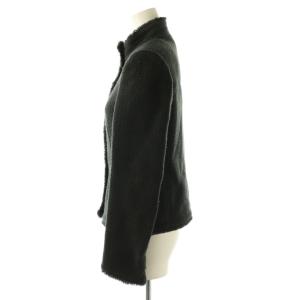 ARMANI COLLEZIONI ツイード ジャケット スナップボタン 36 チャコール /CX OS