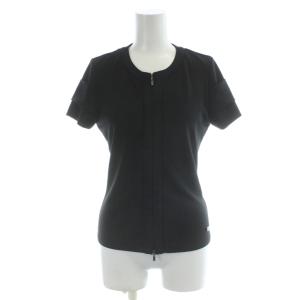 ストレッチ カットソー 38 黒 ブラック 半袖 ラウンドネック フロントジップ 27126 /AB OS