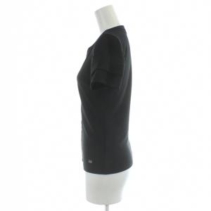 FOXEY NEW YORK ストレッチ カットソー 38 黒 ブラック 半袖 ラウンドネック フロントジップ 27126 /AB OS