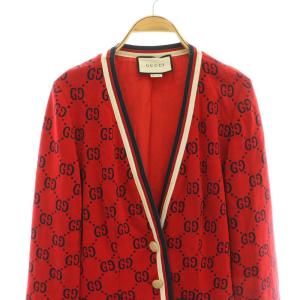 GUCCI 558039 GG柄コットンカーディガン L レッド