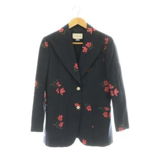 フローラルコットンウールジャケット 42 ネイビー 501147