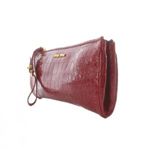 miumiu ポーチ クロコ型押し レザー 本革 赤 レッド /RI OS OH