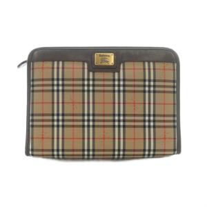 クラッチバッグ ブラウン ノバチェック