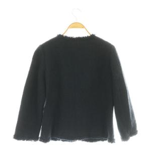 Shinzone ツイードジャケット ノーカラージャケット シルク混 38 ネイビー /DF OS