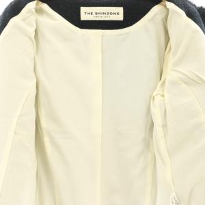 Shinzone ツイードジャケット ノーカラージャケット シルク混 38 ネイビー /DF OS