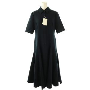 P/PU FLA フレアドレス ワンピース ロング 38 ネイビー /DF OS