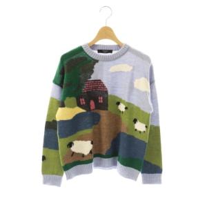 ニット セーター 長袖 S ライトブルー マルチカラー /NR OS