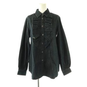 フリル デニムシャツ ブラウス コットン 38 インディゴ /CX OS