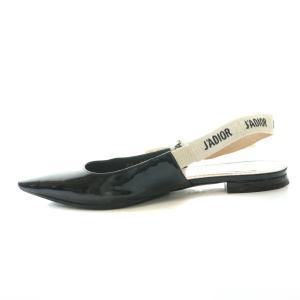 Dior J’Adior フラットシューズ エナメル 38 ブラック