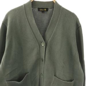 Drawer ロゴ刺繍 コットン カーディガン ニット 長袖 1 カーキ /HK OS