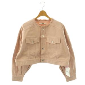 23AW ノーカラーデニムジャケット ショート丈 F ピンク /HK OS