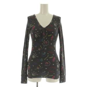 総柄 Vネック トップス カットソー 長袖 F グレー /MY OS