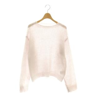 24AW キッドモヘア クルーネックプルオーバー ニット セーター 透かし編み F ライトグレー 23-02-44-02717