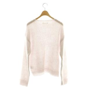 GALERIE VIE 24AW キッドモヘア クルーネックプルオーバー ニット セーター 透かし編み F ライトグレー 23-02-44-02717