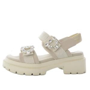 サンダル プラットフォーム ビジュー ベルクロ M ベージュ /YO7