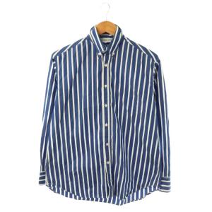 23SS LONDON STRIPE シャツ ブラウス 長袖 前開き ストライプ コットン 1 青 白