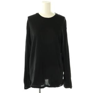 Semi-Sheer Tシャツ カットソー 長袖 コットン 黒 /NR OS
