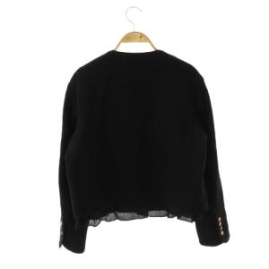 VERMEIL par iena 23AW ノーカラーツイードジャケット ノーカラージャケット 36 ブラック /ES OS