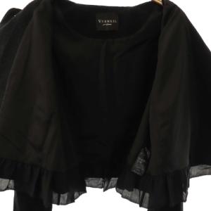 VERMEIL par iena 23AW ノーカラーツイードジャケット ノーカラージャケット 36 ブラック /ES OS