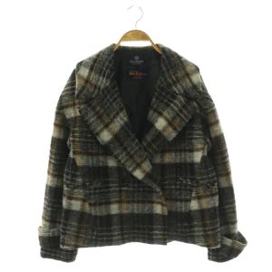 近年モデル チェックスライバーピーコート ショート 38 ブラック /HK OS