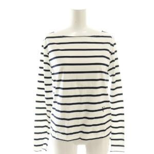 23AW コットン ボーダー ボートネック プルオーバー Tシャツ カットソー ホワイト ネイビー /DF