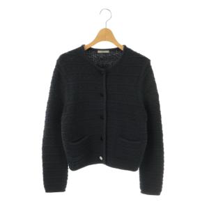 24SS BRAMBL DORTHY ジャケット ノーカラー ニット 38 ネイビー /HK OS