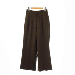 25SS washable linen混 ハイウエストパンツ ワイド 36 ブラウン /HK OS