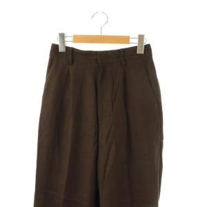 Plage 25SS washable linen混 ハイウエストパンツ ワイド 36 ブラウン /HK OS