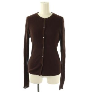 25SS アンサンブル ニット カーディガン 長袖 薄手 カットソー 半袖 リブ コットン 茶 /NR
