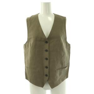 25SS リネンベスト ジレ 前開き ブラウン /HK OS