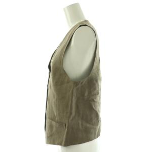 EVERYDAY I LIKE 25SS リネンベスト ジレ 前開き ブラウン /HK OS