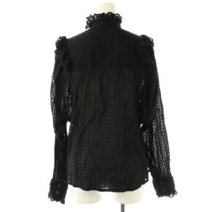 ISABEL MARANT ETOILE ドビードットフリルブラウス 長袖 36 ブラック /DO OS SH