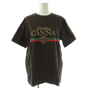 × AMERICANA CANNA Tシャツ カットソー 半袖 コットン 茶 /NR OS SH