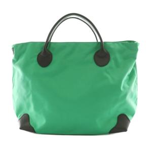 Hervé Chapelier 舟形ハンドバッグ ナイロン レザー 緑 グリーン /SS OS