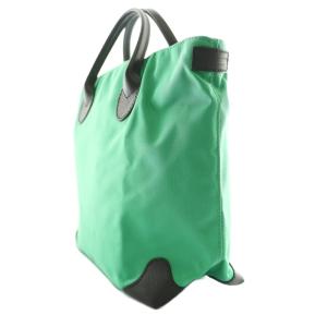 Hervé Chapelier 舟形ハンドバッグ ナイロン レザー 緑 グリーン /SS OS