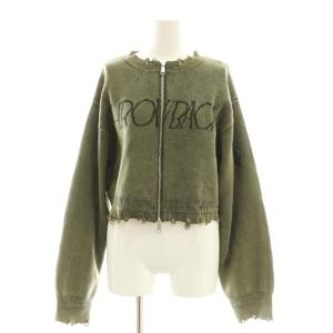 25AW DAMAGE LOGO SHORT KNIT TOP ニット ジップアップ F カーキ 0125201810510