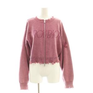 25AW DAMAGE LOGO SHORT KNIT TOP ニット ジップアップ F ピンク 0125201810510