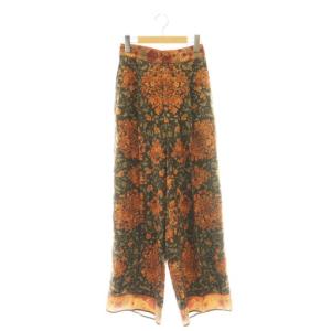 25AW DAQHNE SCARF PANTS パンツ ワイド タック 総柄 S ブラウン マルチカラー