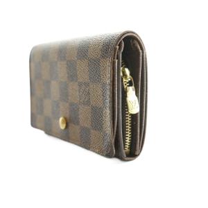 LOUIS VUITTON ダミエ ポルトモネ ビエ トレゾール 二つ折り財布 茶 ブラウン /SS OS OH