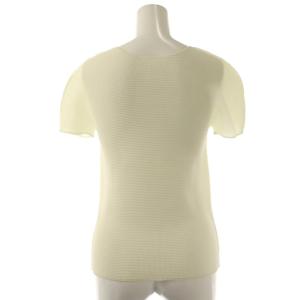 me ISSEY MIYAKE プリーツ カットソー 半袖 クリーム色 /NR OS